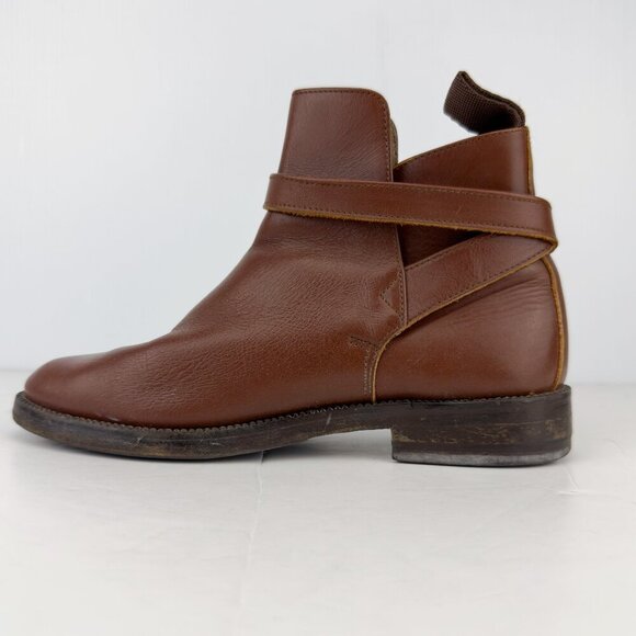 AIGLE Brown Leather Ankle Boots Tan β Chelsea French Booties EU 38 (37) US 7 - Picture 6 of 16